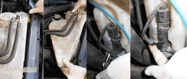 Figura 4: E' mostrata la procedura di rimozione del tubo dal serbatoio d'acqua