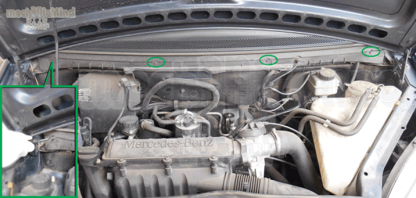 Figura 2: Svitare le quattro viti indicate in verde e rimuovere la maschera