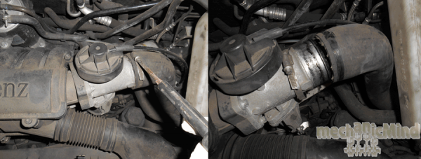 Figura 2: Sganciare il Tubo dell'aria allentando prima la fascetta