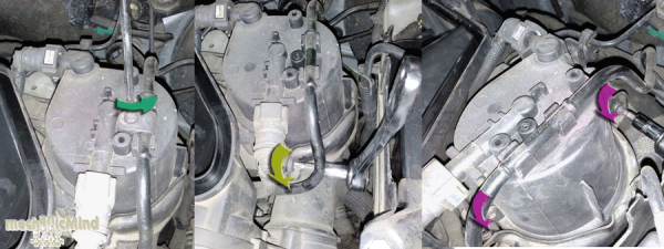 Figura 2: Rimozione delle 4 viti di fissaggio del filtro gasolio