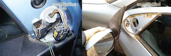 Figura 2: Sfiliamo il connettore e rimuoviamo lo specchietto