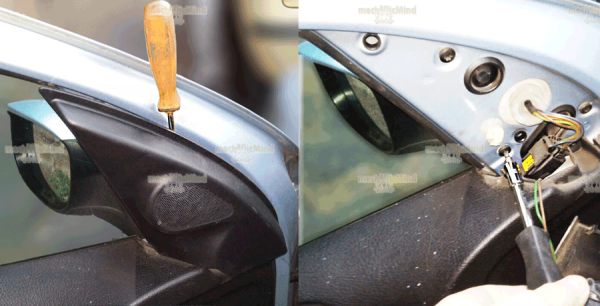 Figura 1: Rimozione del coperchio interno e delle tre viti