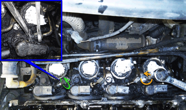 Figura 3: Rimozione 4  bulloni iniettori e 4 cannucce