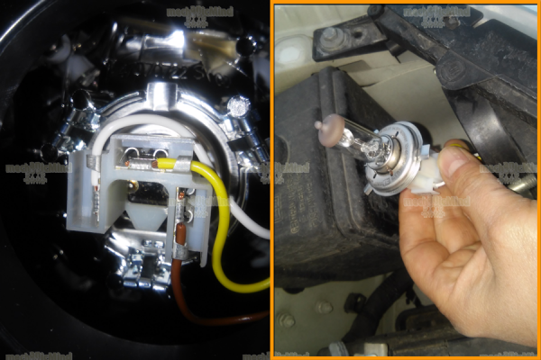 Figura 2: Rimuoviamo la lampadina dall'alloggiamento tirando la presa verso l'esterno