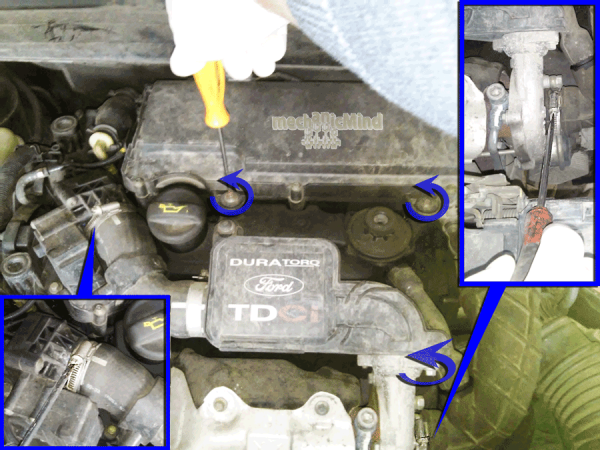 Figura 1: Rimozione viti scatola filtro e condotti aria