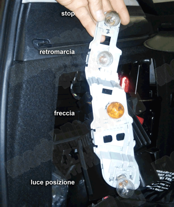 Figura 3: Sostituiamo le lampadine. E' riportata la funzione delle singole lampadine